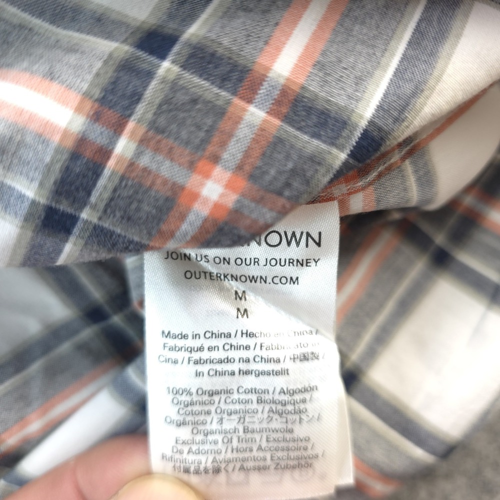 Outerknown Shirt Medium Long Sleeve Button Up Multicolor‎ Plaid Pocket Cotton - Picture 6 of 8